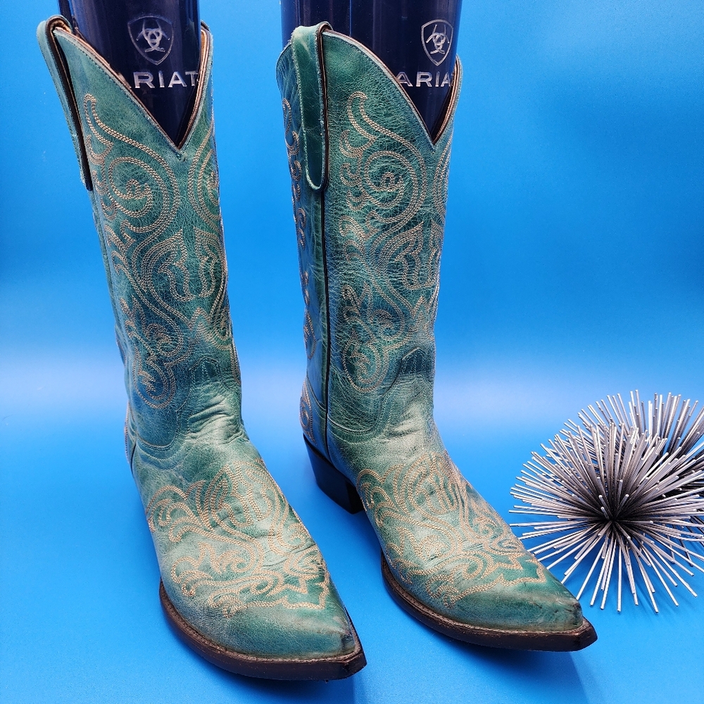 Yipee Ki Yay Old Gringo Womens Torquoise Boots Sz 8 1/2 B